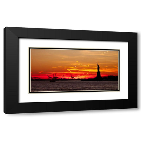 Statue of Liberty at sunset, New York Black Modern Wood Framed Art Print with Double Matting by Frank, Assaf