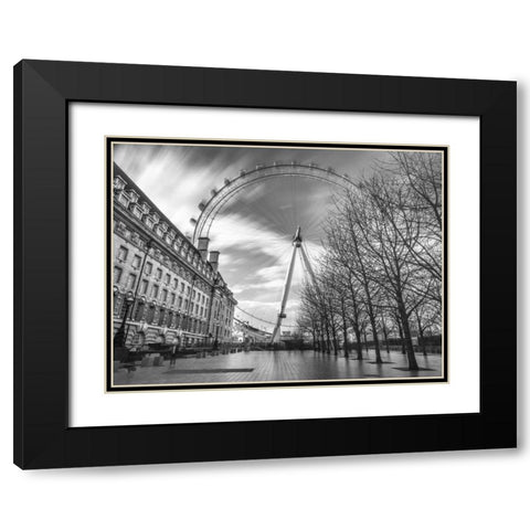 Millennium Wheel in city of London, UK Black Modern Wood Framed Art Print with Double Matting by Frank, Assaf