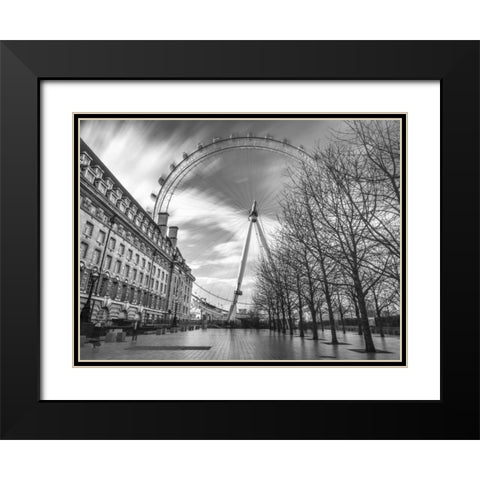 Millennium Wheel in city of London, UK Black Modern Wood Framed Art Print with Double Matting by Frank, Assaf