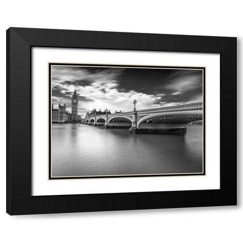 Westminster bridge with Big Ben, London, UK Black Modern Wood Framed Art Print with Double Matting by Frank, Assaf