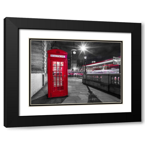 Telephone box with Big Ben, London, Uk Black Modern Wood Framed Art Print with Double Matting by Frank, Assaf