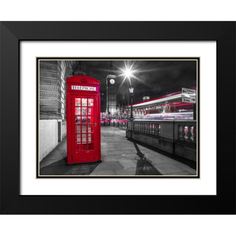 Telephone box with Big Ben, London, Uk Black Modern Wood Framed Art Print with Double Matting by Frank, Assaf
