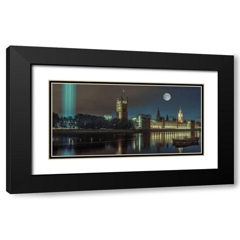 Column of spectra lights with Westminster Abby, London, UK, FTBR-1852 Black Modern Wood Framed Art Print with Double Matting by Frank, Assaf