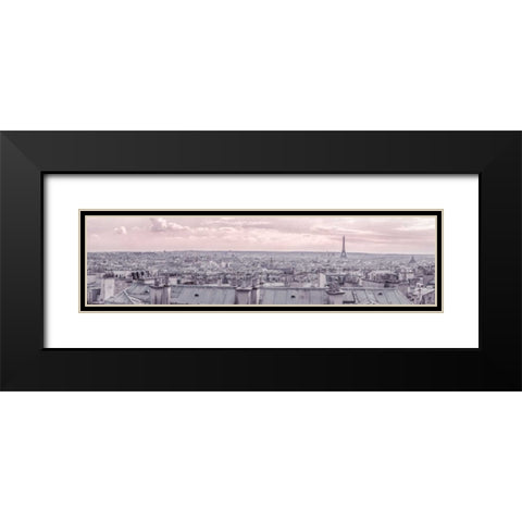 Eiffel Tower seen through the window of an apartment in Montmartre, Paris, France Black Modern Wood Framed Art Print with Double Matting by Frank, Assaf