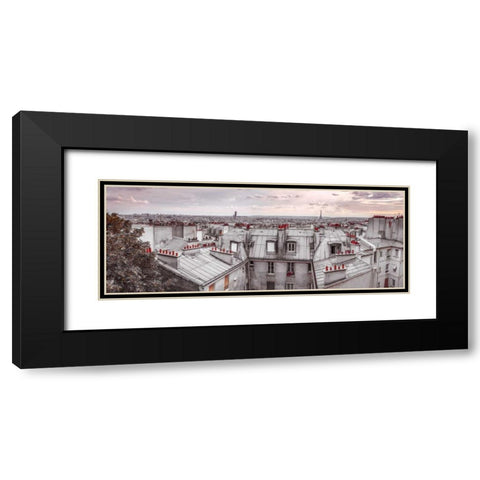 Eiffel Tower seen through the window of an apartment in Montmartre, Paris, France Black Modern Wood Framed Art Print with Double Matting by Frank, Assaf