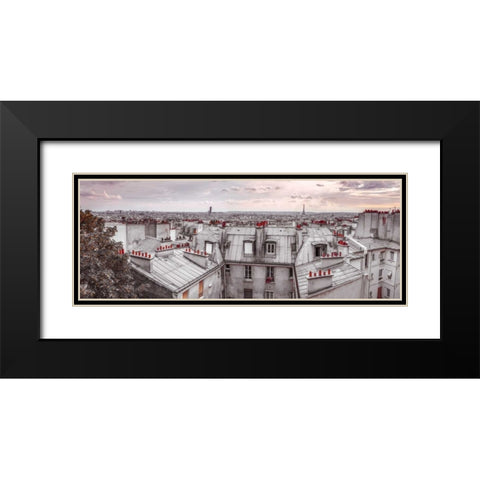 Eiffel Tower seen through the window of an apartment in Montmartre, Paris, France Black Modern Wood Framed Art Print with Double Matting by Frank, Assaf