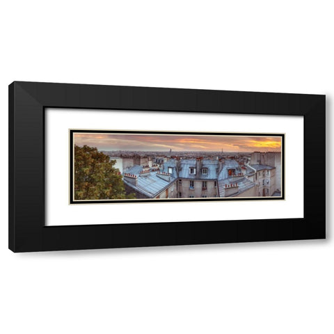 Eiffel Tower seen through the window of an apartment in Montmartre, Paris, France Black Modern Wood Framed Art Print with Double Matting by Frank, Assaf