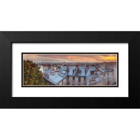 Eiffel Tower seen through the window of an apartment in Montmartre, Paris, France Black Modern Wood Framed Art Print with Double Matting by Frank, Assaf