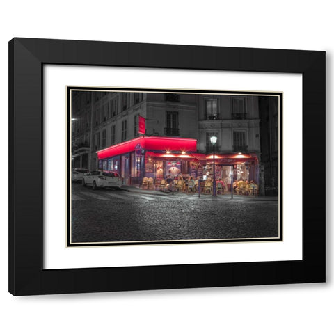 Sidewalk cafe in Paris, France Black Modern Wood Framed Art Print with Double Matting by Frank, Assaf