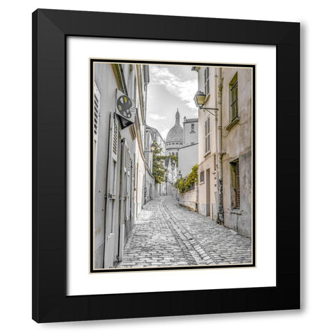 Cobbled Street-Montmartre-Paris Black Modern Wood Framed Art Print with Double Matting by Frank, Assaf