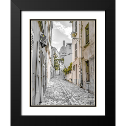 Cobbled Street-Montmartre-Paris Black Modern Wood Framed Art Print with Double Matting by Frank, Assaf