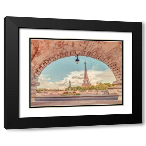 Eiffel Tower from Bir-Hakeim Bridge-Paris-France Black Modern Wood Framed Art Print with Double Matting by Frank, Assaf
