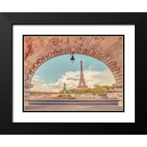 Eiffel Tower from Bir-Hakeim Bridge-Paris-France Black Modern Wood Framed Art Print with Double Matting by Frank, Assaf