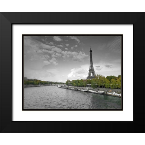 River Seine and Eiffel tower, Paris, France Black Modern Wood Framed Art Print with Double Matting by Frank, Assaf