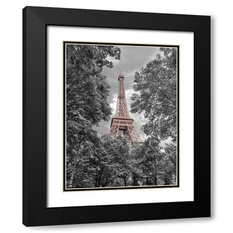 Eiffel Tower through trees Black Modern Wood Framed Art Print with Double Matting by Frank, Assaf