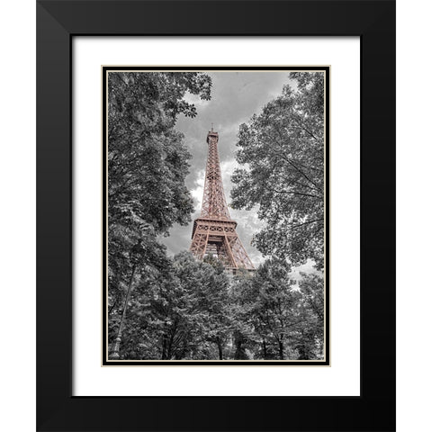 Eiffel Tower through trees Black Modern Wood Framed Art Print with Double Matting by Frank, Assaf