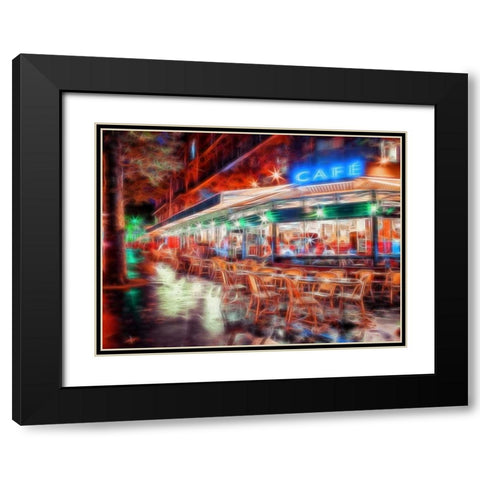 Sidewalk cafe in Paris, France Black Modern Wood Framed Art Print with Double Matting by Frank, Assaf