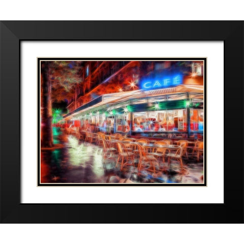 Sidewalk cafe in Paris, France Black Modern Wood Framed Art Print with Double Matting by Frank, Assaf