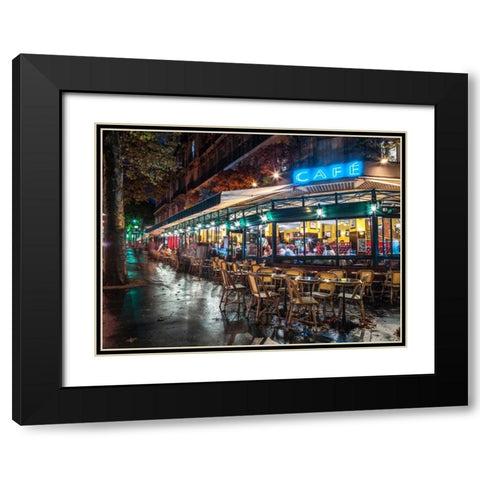 Sidewalk cafe in Paris, France Black Modern Wood Framed Art Print with Double Matting by Frank, Assaf