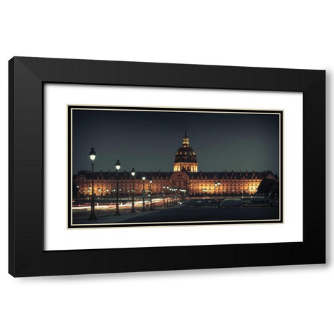 Evening view of famous Les Invalides with golden dome, Paris, France Black Modern Wood Framed Art Print with Double Matting by Frank, Assaf