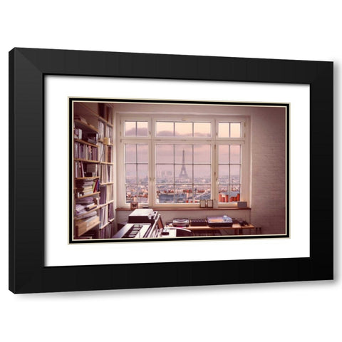 Cityscape of Montmartre with Eiffel Tower, Paris, France Black Modern Wood Framed Art Print with Double Matting by Frank, Assaf