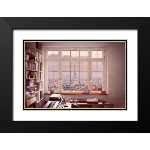 Cityscape of Montmartre with Eiffel Tower, Paris, France Black Modern Wood Framed Art Print with Double Matting by Frank, Assaf