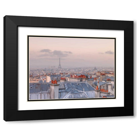 View of Eiffel tower from a window of flat, Paris, France Black Modern Wood Framed Art Print with Double Matting by Frank, Assaf