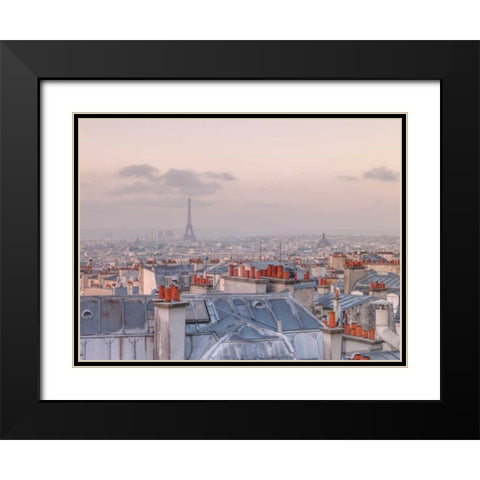 View of Eiffel tower from a window of flat, Paris, France Black Modern Wood Framed Art Print with Double Matting by Frank, Assaf