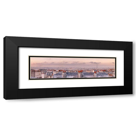 Cityscape of Montmartre with Eiffel Tower, Paris, France Black Modern Wood Framed Art Print with Double Matting by Frank, Assaf