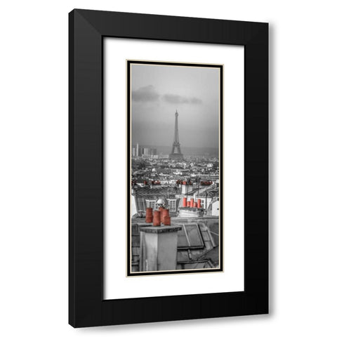 Cityscape of Montmartre with Eiffel Tower, Paris, France Black Modern Wood Framed Art Print with Double Matting by Frank, Assaf