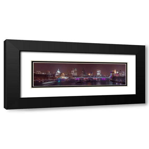Panoramic view of London skyline Black Modern Wood Framed Art Print with Double Matting by Frank, Assaf