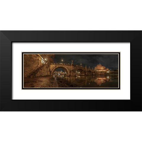 View of Castle St Angelo in Rome, Italy Black Modern Wood Framed Art Print with Double Matting by Frank, Assaf