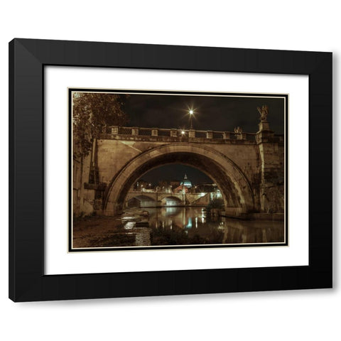 Castle St Angelo bridge in Rome, Italy Black Modern Wood Framed Art Print with Double Matting by Frank, Assaf