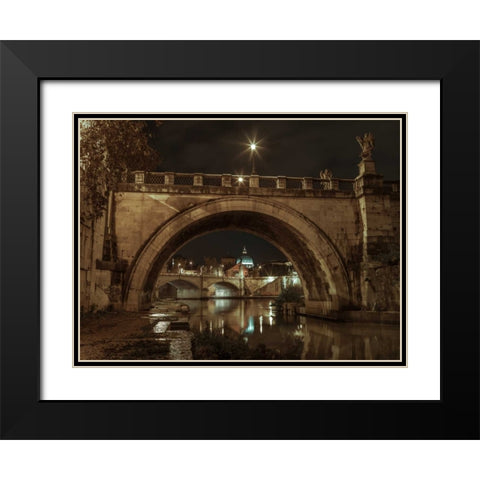 Castle St Angelo bridge in Rome, Italy Black Modern Wood Framed Art Print with Double Matting by Frank, Assaf