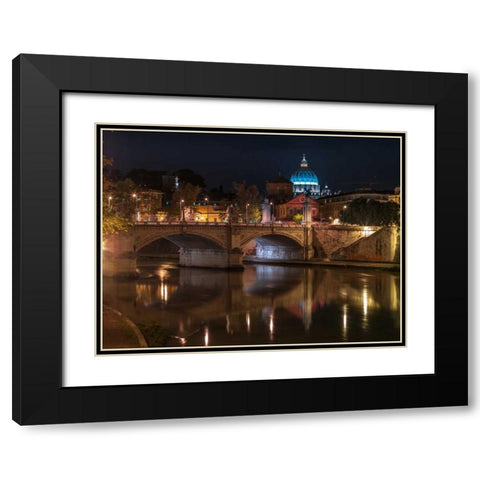 Castle St Angelo bridge in Rome, Italy Black Modern Wood Framed Art Print with Double Matting by Frank, Assaf