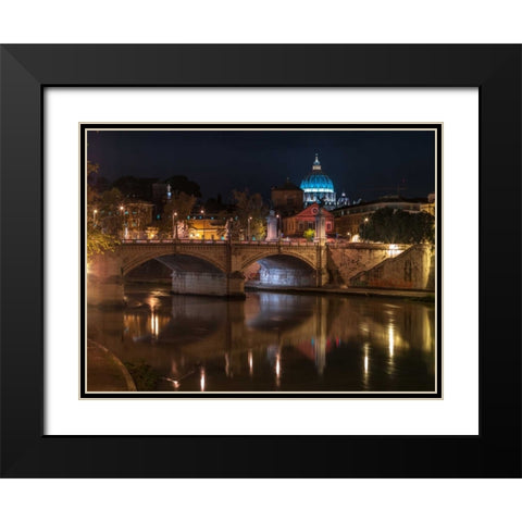 Castle St Angelo bridge in Rome, Italy Black Modern Wood Framed Art Print with Double Matting by Frank, Assaf