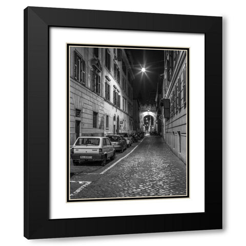 Vehicles parked on narrow city streets of Rome, Italy Black Modern Wood Framed Art Print with Double Matting by Frank, Assaf