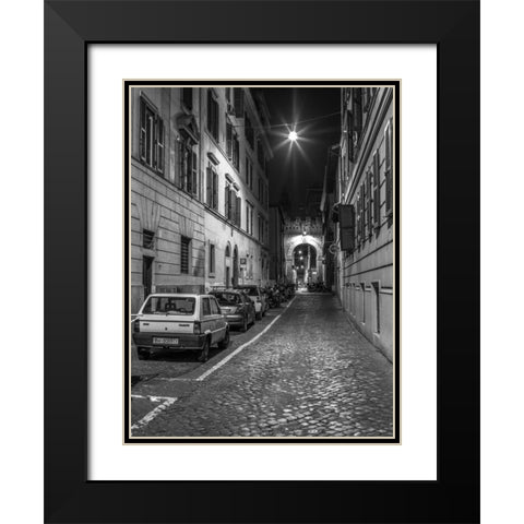 Vehicles parked on narrow city streets of Rome, Italy Black Modern Wood Framed Art Print with Double Matting by Frank, Assaf