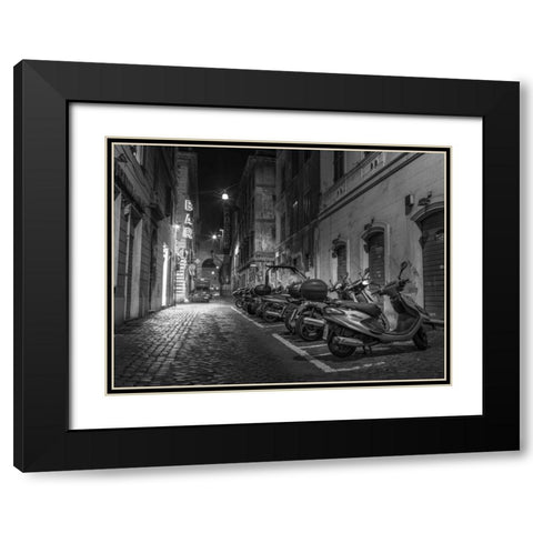Vehicles parked on narrow city streets of Rome, Italy Black Modern Wood Framed Art Print with Double Matting by Frank, Assaf
