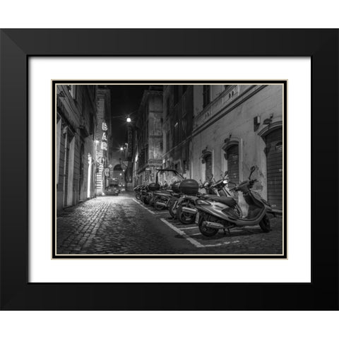 Vehicles parked on narrow city streets of Rome, Italy Black Modern Wood Framed Art Print with Double Matting by Frank, Assaf