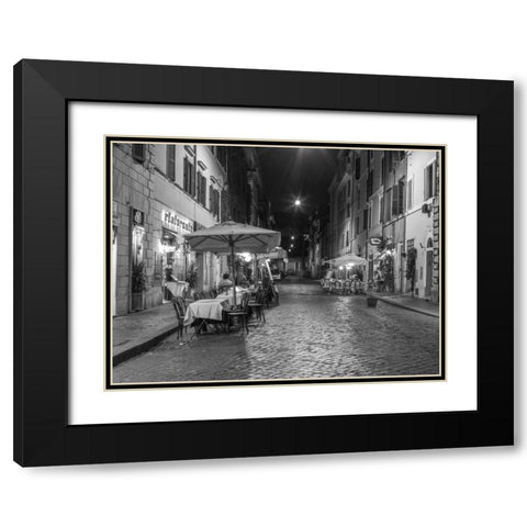 Sidewalk cafe on narrow streets of Rome, Italy Black Modern Wood Framed Art Print with Double Matting by Frank, Assaf