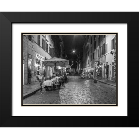 Sidewalk cafe on narrow streets of Rome, Italy Black Modern Wood Framed Art Print with Double Matting by Frank, Assaf