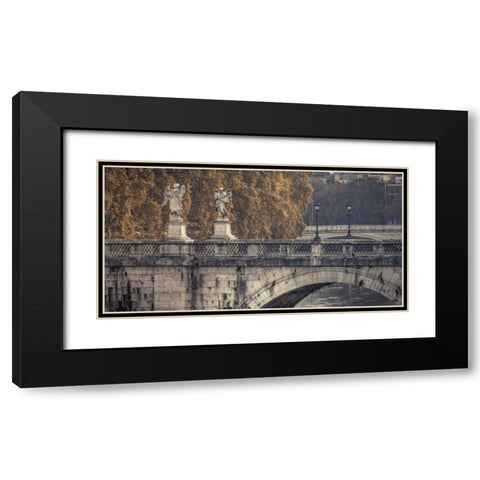 Saint Angelo bridge and Tiber River, Rome, Italy Black Modern Wood Framed Art Print with Double Matting by Frank, Assaf