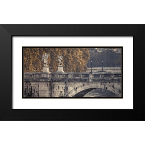 Saint Angelo bridge and Tiber River, Rome, Italy Black Modern Wood Framed Art Print with Double Matting by Frank, Assaf