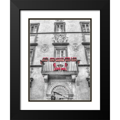 Old building with balcony in Rome, Italy Black Modern Wood Framed Art Print with Double Matting by Frank, Assaf