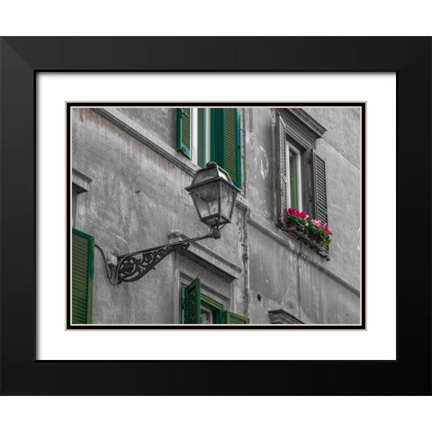 Lamp on an old buildings in city of Rome, Italy Black Modern Wood Framed Art Print with Double Matting by Frank, Assaf
