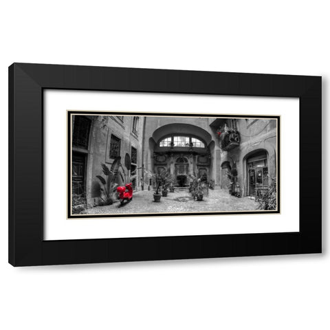 Old Fashioned house with potted plants and scooter, Rome, Italy Black Modern Wood Framed Art Print with Double Matting by Frank, Assaf