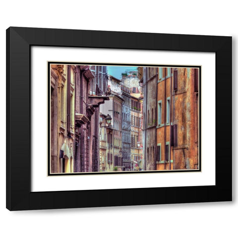 Narrow street through old buildings in Rome, Italy Black Modern Wood Framed Art Print with Double Matting by Frank, Assaf