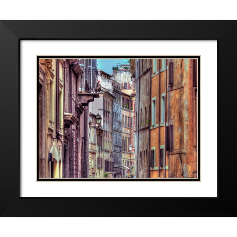 Narrow street through old buildings in Rome, Italy Black Modern Wood Framed Art Print with Double Matting by Frank, Assaf