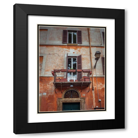 Old building with balcony in Rome, Italy Black Modern Wood Framed Art Print with Double Matting by Frank, Assaf